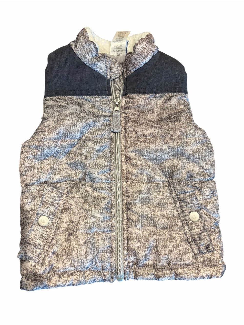 Kids 18 Mth Quilted Puffer Vest in Heather Gray with Contrasting Yoke